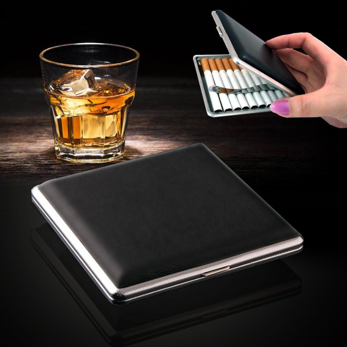 Slim Leather Cigarette Case, Double Open 20 Sticks Leather Cigarette Case, Metal Frame Black Faux Leather Cigarette Case, Men Cigarette Case Smoking Accessories, Creative Pocket Tobacco Holder, Pressure Proof Protective Cigarettes Case Slim Leather Cigarette Case, Double Open 20 Sticks Leather Cigarette Case, Metal Frame Black Faux Leather Cigarette Case, Men Cigarette Case Smoking Accessories, Creative Pocket Tobacco Holder, Pressure Proof Protective Cigarettes Case
